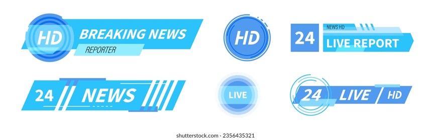 Breaking news banner template. TV news bar collection. TV banners and bars for news