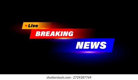 Fondo de Vector de Anuncio de noticias de última hora para la transmisión de televisión. Moderna transmisión en vivo de la tercera Plantilla inferior con brillantes Formas rojas y azules. Concepto de diseño de barra de título de canal de medios para informe diario.