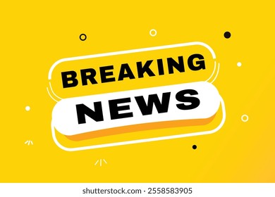 Breaking news banner yellow colour template and label design. Vector element set design.