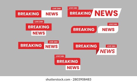 Breaking news banners on gray background