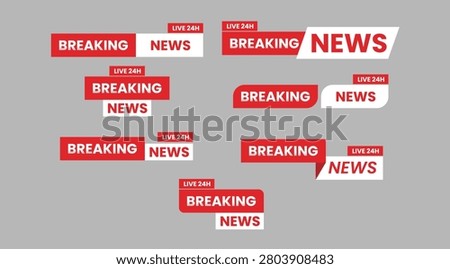 Breaking news banners on gray background
