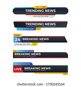 Breaking news banners set design collection television