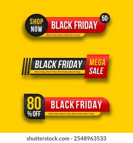 Breaking news for black friday. Set of labels for sale. 3d matted icon with transparent shadow.