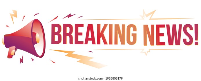 Breaking news - bright colorful sign with megaphone