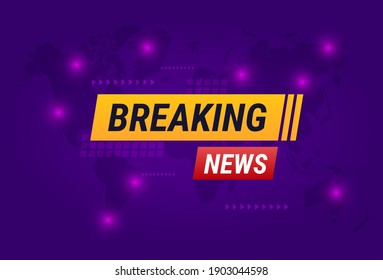 Breaking news broadcast concept in purple color. Design template for news channels or internet tv background. Breaking news backdrop