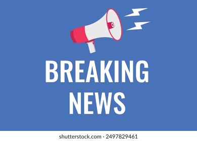 Romper el Botón de Noticias, Anuncio, etiqueta, Plantilla para el Sitio web. Rompiendo el texto de la Noticias con el icono colorido del megáfono
