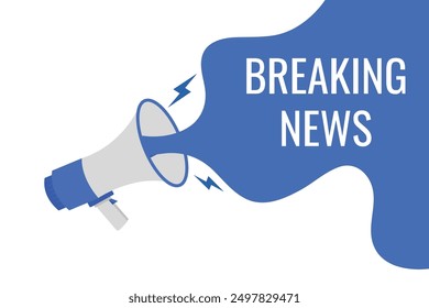 Breaking News button, banner, label, template for website. Breaking News text with colorful megaphone icon