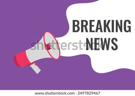 Breaking News button, banner, label, template for website. Breaking News text with colorful megaphone icon