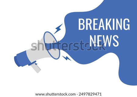 Breaking News button, banner, label, template for website. Breaking News text with colorful megaphone icon
