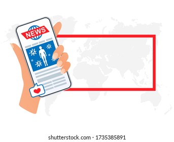 Breaking news concept. Online news Coronavirus pandemic. Statistics on coronavirus. Frame border with copy space.