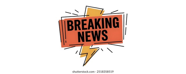 BREAKING NEWS creative banner,minimalistic flat vector illustration,plain background