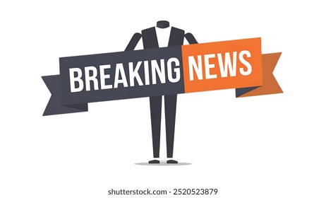 BREAKING NEWS creative banner,minimalistic flat vector illustration,plain background