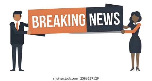 BREAKING NEWS creative banner,minimalistic flat vector illustration,plain background