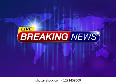 Breaking news, design, live report template on the world map background
Vector illustration