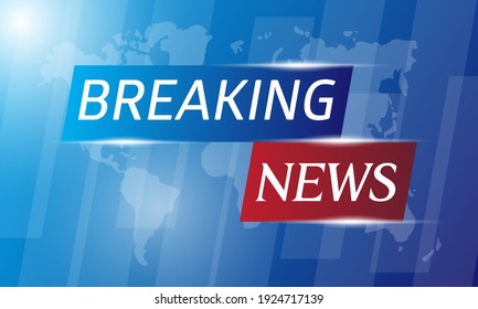 breaking news display banner background with map in blue color