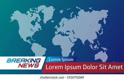 breaking news display banner background design template with map