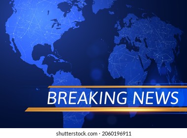 Última noticia: fondo vector futurista con mapa mundial y líneas doradas brillantes
