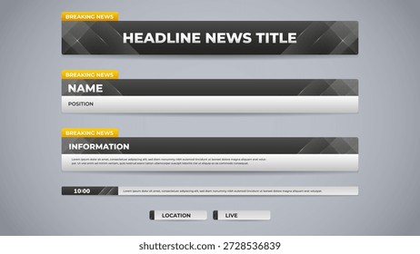 Últimas notícias grey lower third para a televisão e mídia de transmissão 