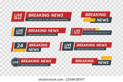 Breaking news header set vector illustration