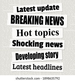 Breaking News Headline Collection. Vector Illustration For Newspaper Titles.