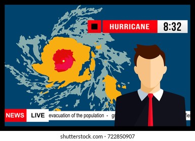 Breaking News - Hurricane Tornado. Vector Illustration.