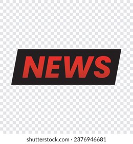 Breaking news icon template red black transparent vector, lettering news symbol tittle editable file format eps, simple modern media label broadcast banner template 