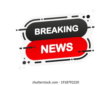 Breaking News isolated red flat banner on white background. Vector illustration.