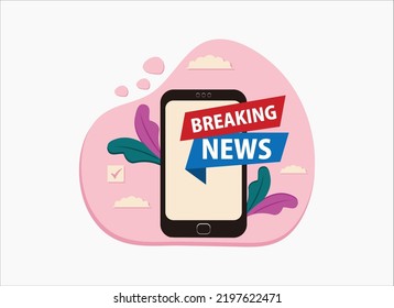 Breaking news Isolated vector icon. Sign of main news on handphone screen vector illustration