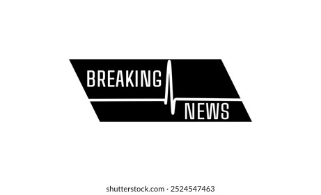 Breaking news, lettering, black isolated silhouette