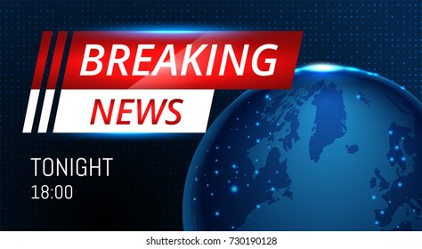 Breaking News Live background banner with planet. Business / Technology News Background. Vector Illustration.