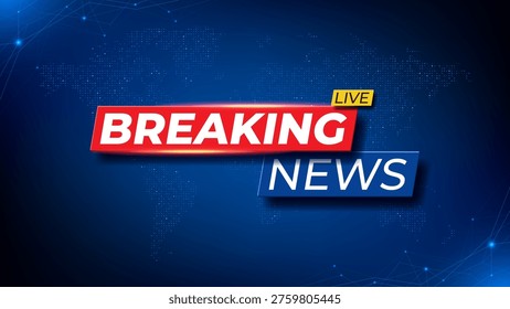 Breaking News Live background concept. Vector illustration or broadcast channels or internet tv.  World Global TV news background design with world map made of dots and abstract elements.