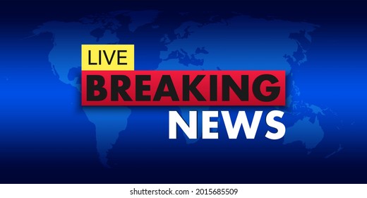 Breaking news live banner on world map background. World news. Technology, business, politics news concept. Template design broadcast for TV show, network news. Vector illustration