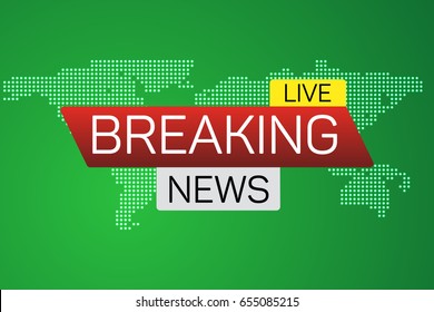 Breaking news live banner on worldmap. Business technology world news background. Vector Illustration.