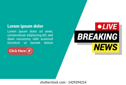 Breaking News Live - banner.modern design. Emergency latest news, communication technology