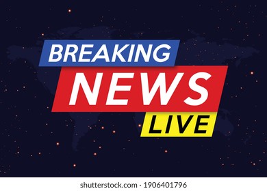 Breaking news live on the night sky background. Background screen saver on breaking news. Vector illustration.