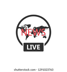 Breaking news live on world map connection background. Business technology concept. Vector illustration
