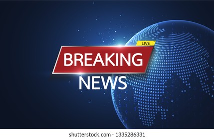 Breaking news live on world map connection background. Business technology concept. Vector illustration