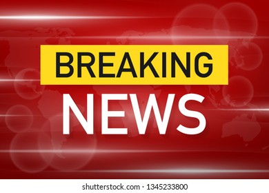Breaking News Live on World Map Background. News background,  infographic with news theme. Vector stock illustration.