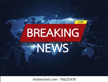 Breaking news live on world map connection background. Business technology concept. Vector illustration