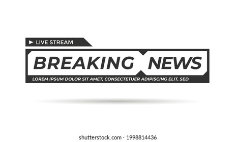 Última hora Título del icono vectorial de transmisión en vivo para TV y transmisión en línea.