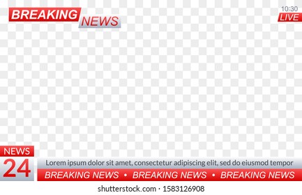 Breaking News Logo Or Banner For TV Channel Broadcasting. Title For TV Screen Background Or News Studio. Vector Illustration.