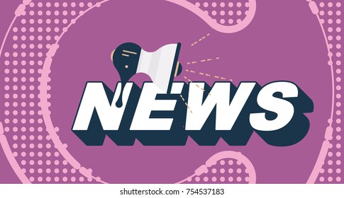 Breaking news with loudspeaker. Flat vector illustration EPS10