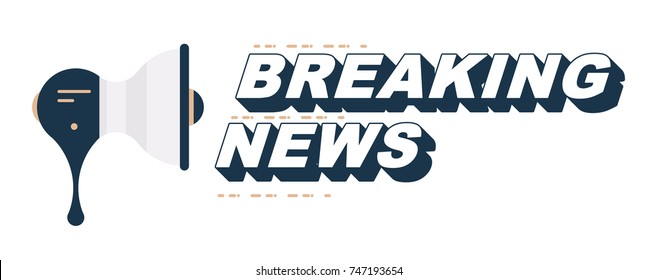 Breaking news and loudspeaker on white background. Flat vector illustration EPS10