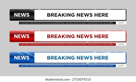 Últimas noticias de Plantillas Video de tercer nivel, noticias deportivas en la televisión y medios en línea. Vector del tercer Anuncio inferior del noticiario. Vector del tercer Anuncio inferior del noticiario.