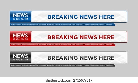 Últimas noticias de Plantillas Video de tercer nivel, noticias deportivas en la televisión y medios en línea. Vector del tercer Anuncio inferior del noticiario. Vector del tercer Anuncio inferior del noticiario.