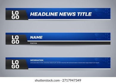 Breaking news lower third with blue color for television and news channels