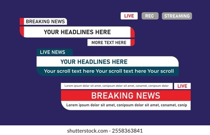 Breaking news lower third design for news media