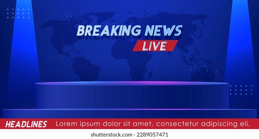 Breaking News media channel studio live concept vector illustration bannner and background