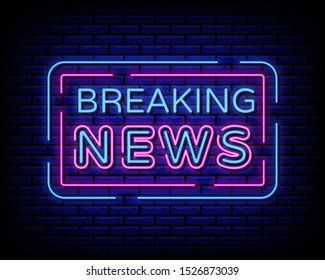 breaking news neon sign banner design