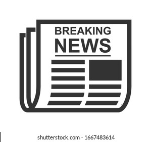 Breaking News, Newspaper Icon, Vector